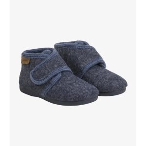 Slofjes Wool Velcro Navy Melange