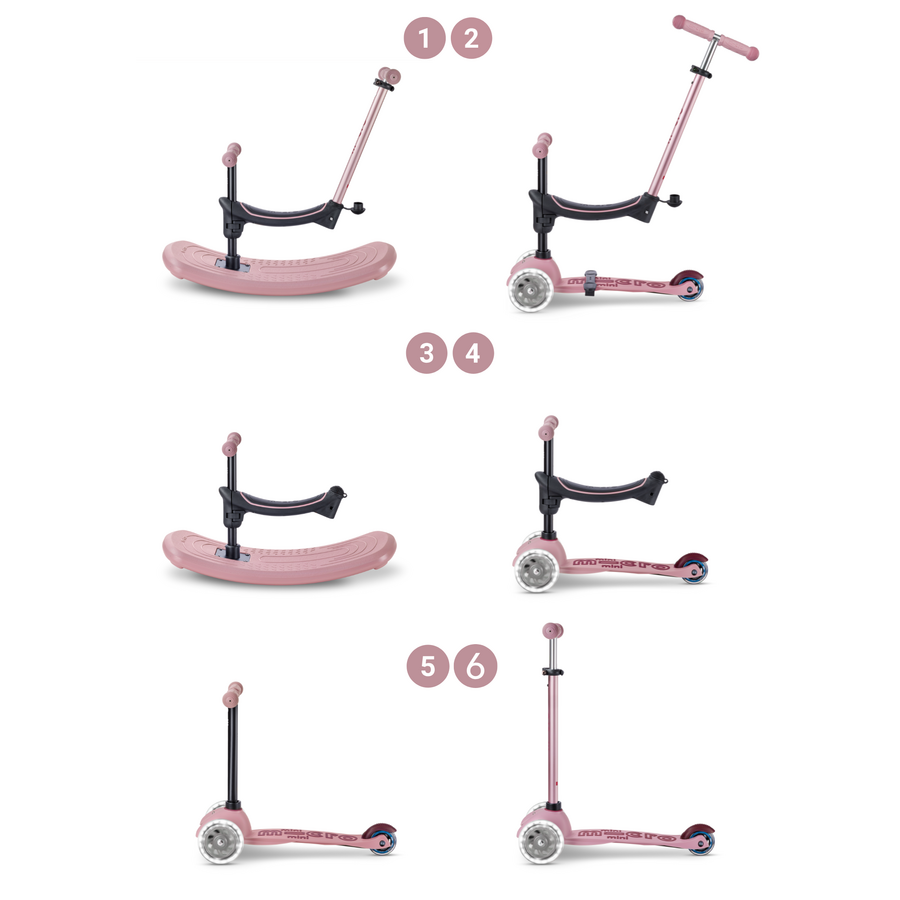Mini Micro 6in1 step Rock & Go LED – multifunctioneel: hobbel – ride-on – step – Roze - Afbeelding 3